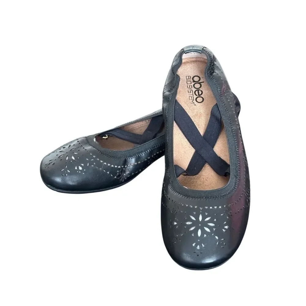 Abeo NARROW Tamra Black Leather Ballet Flats Size 10 N